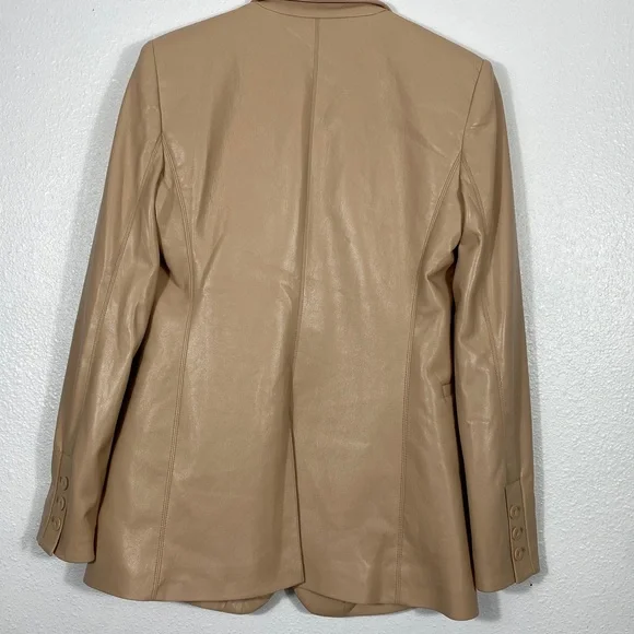 Alice + Olivia Women’s Almond Faux Leather Jacket Size 4 - Picture 7 of 16